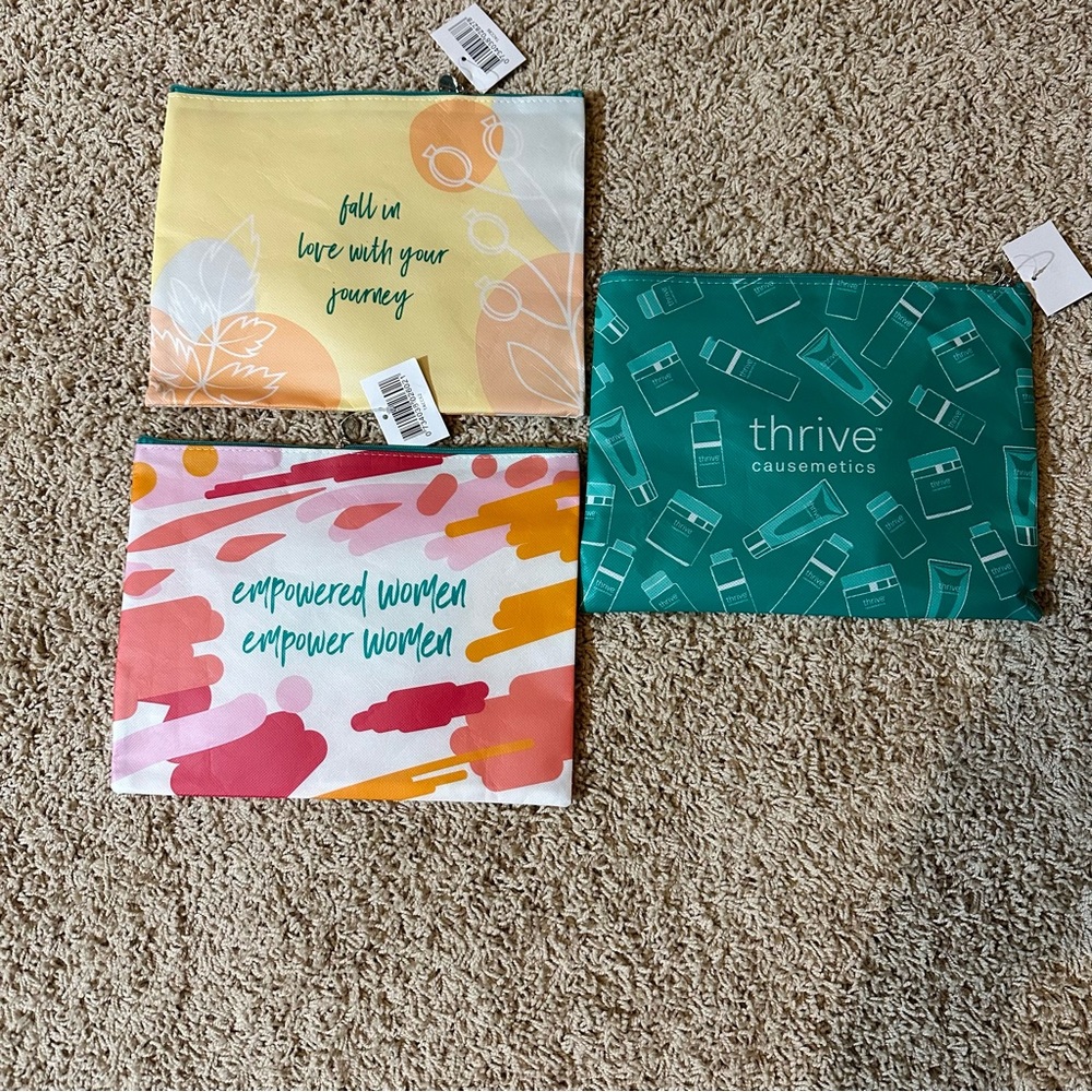 Thrive Causemetics Makeup Bags, Set of 3- NWT